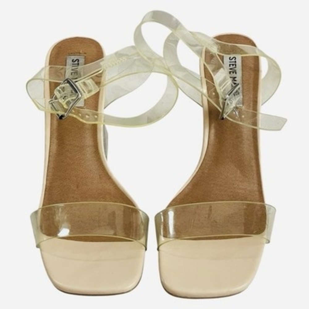 Steve Madden Camille Women's Clear Block Heel Ankle Strap Sandals Sz 8.5 - Picture 4 of 7